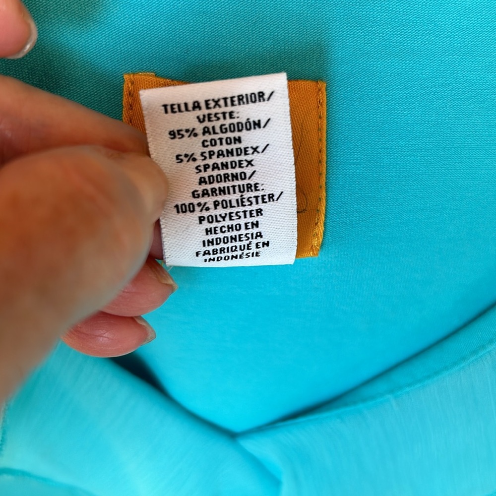 Ruby Rd. Petite Large Light Teal Blue Top with Ruffle V Neck; Perfect Condition - Picture 6 of 7